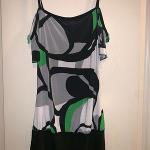 Green and black blouse